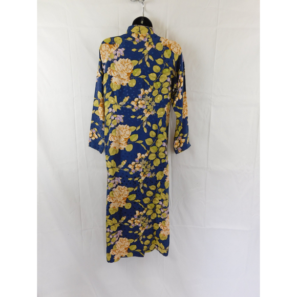 VINTAGE SILK FLORAL ASIAN KIMONO DRESS SMALL - Picture 5 of 6